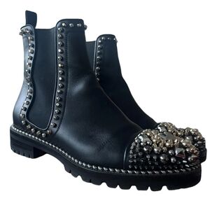 Christian Louboutin Studded Black Ankle Boots Size 11 Fits US 10